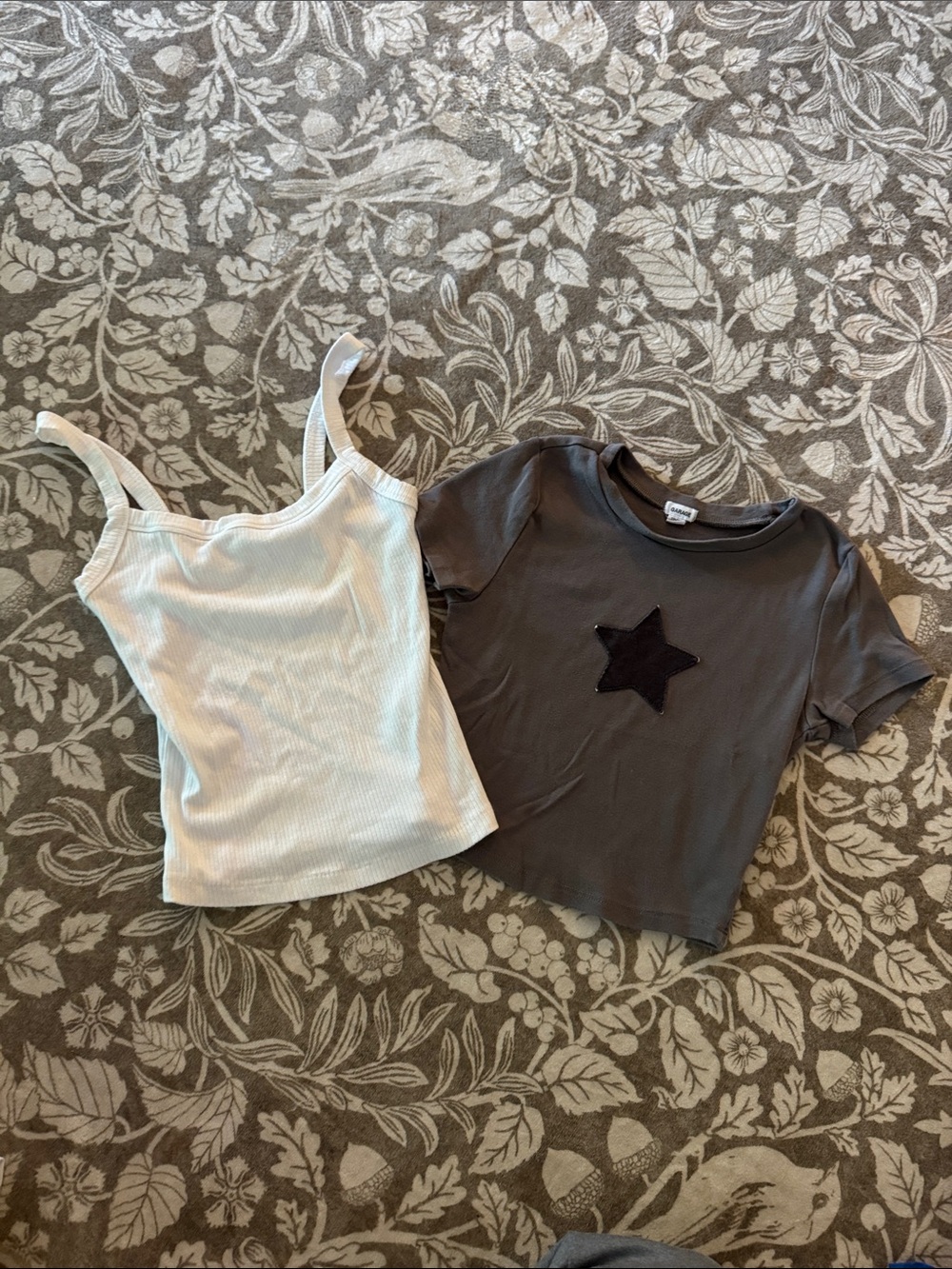 Set of 2- Garage Gray Short Sleeve Tee with Subtle Washed Finish/ ribbed tank